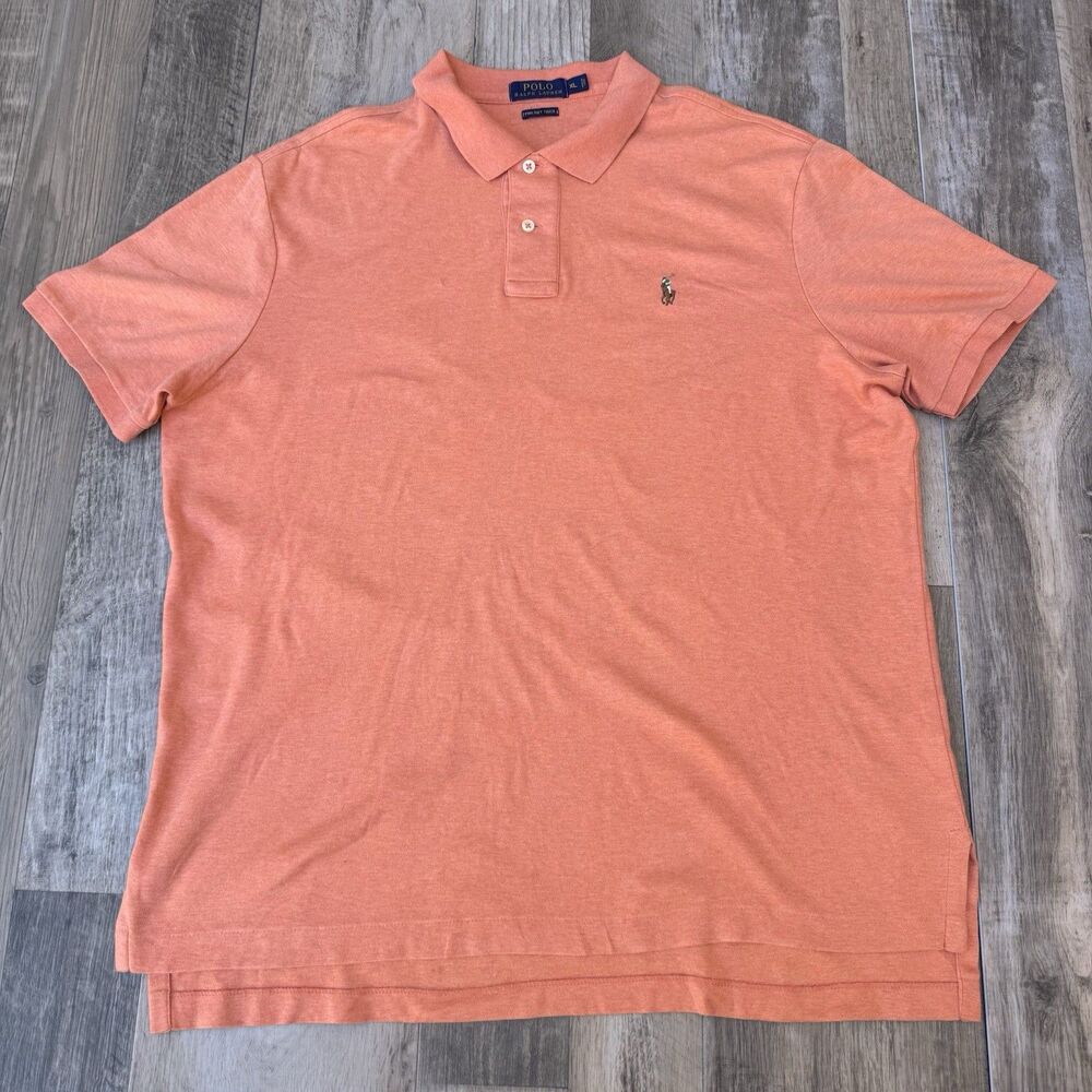 Polo Ralph Lauren Pima Soft Touch Polo Shirt Size XL Salmon Peach Multi Pony